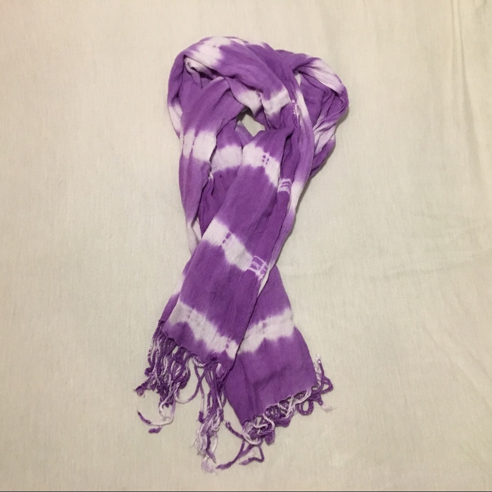Purple and White Striped Scarf